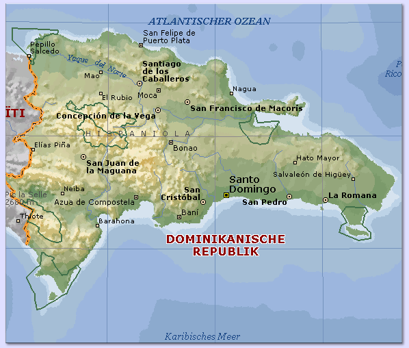 Karte Dominikanische Republik - Landkarte Dom Rep